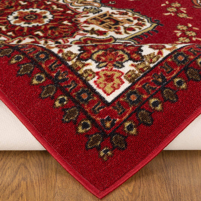 Antep Rugs Alfombras Oriental Traditional 5x7 Non-Skid (Non-Slip) Low Profile Pile Rubber Backing Indoor Area Rugs (Maroon, 5' x 7')