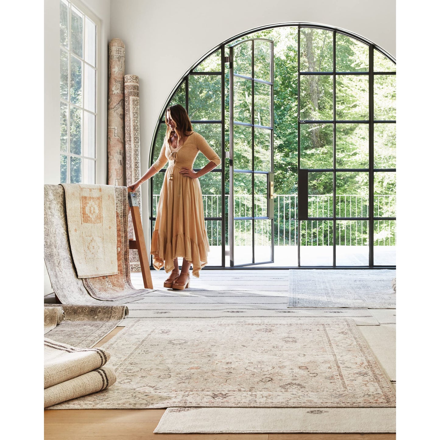 Livabliss x Becki Owens Luca Medallion Area Rug , 6'7" x 9', Pewter