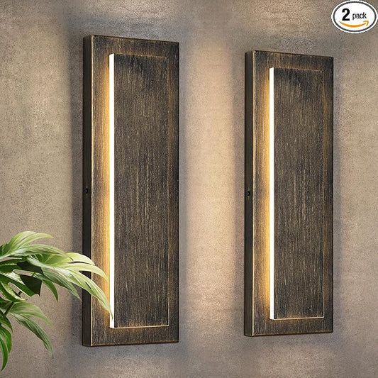tewei LED Outdoor Wall Lights, 15.7'' Modern Outdoor Indoor Wall Sconce Large Exterior Lighting Fixtures Outside Front Door Lights for House, Hallway, Warm White 3000K, Antique Black, 2 Pack