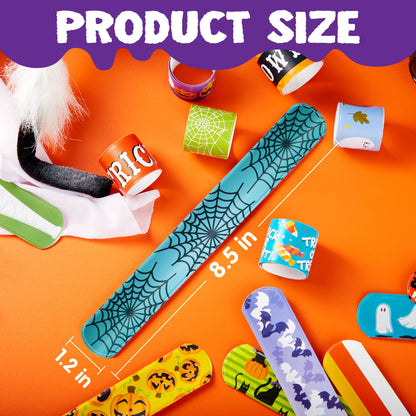JOYIN 72 PCS Halloween Slap Bracelets for Kids Gift, 36 Different Design Bracelets Bulk for Halloween Party Favor Supplies, Friendship Bracelets for Halloween Goodie Bag Fillers