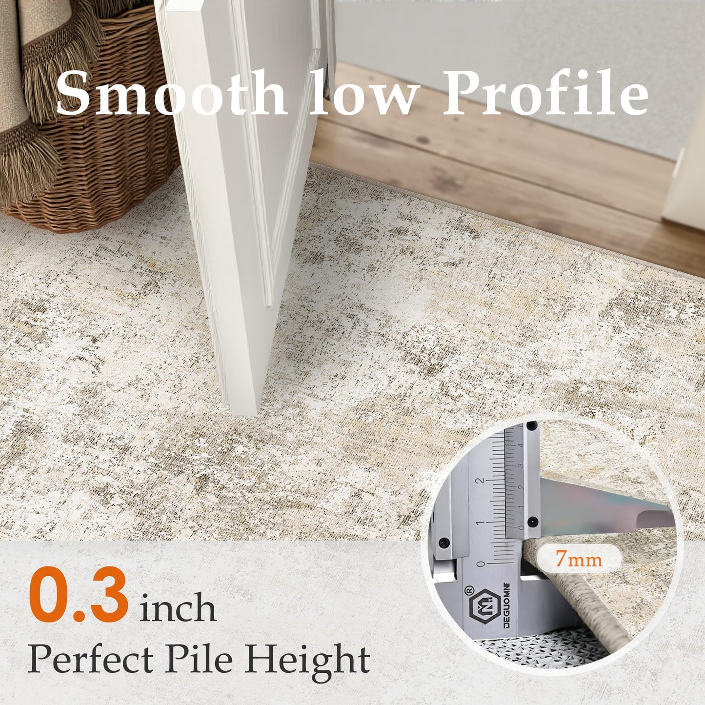 PureCozy 2x3 Washable Area Rug Beige Abstract Non Slip Carpet for Entryway Kitchen Soft Low Pile Neutral Modern Throw Indoor Door Mat Living Room Bedroom Office Bathroom