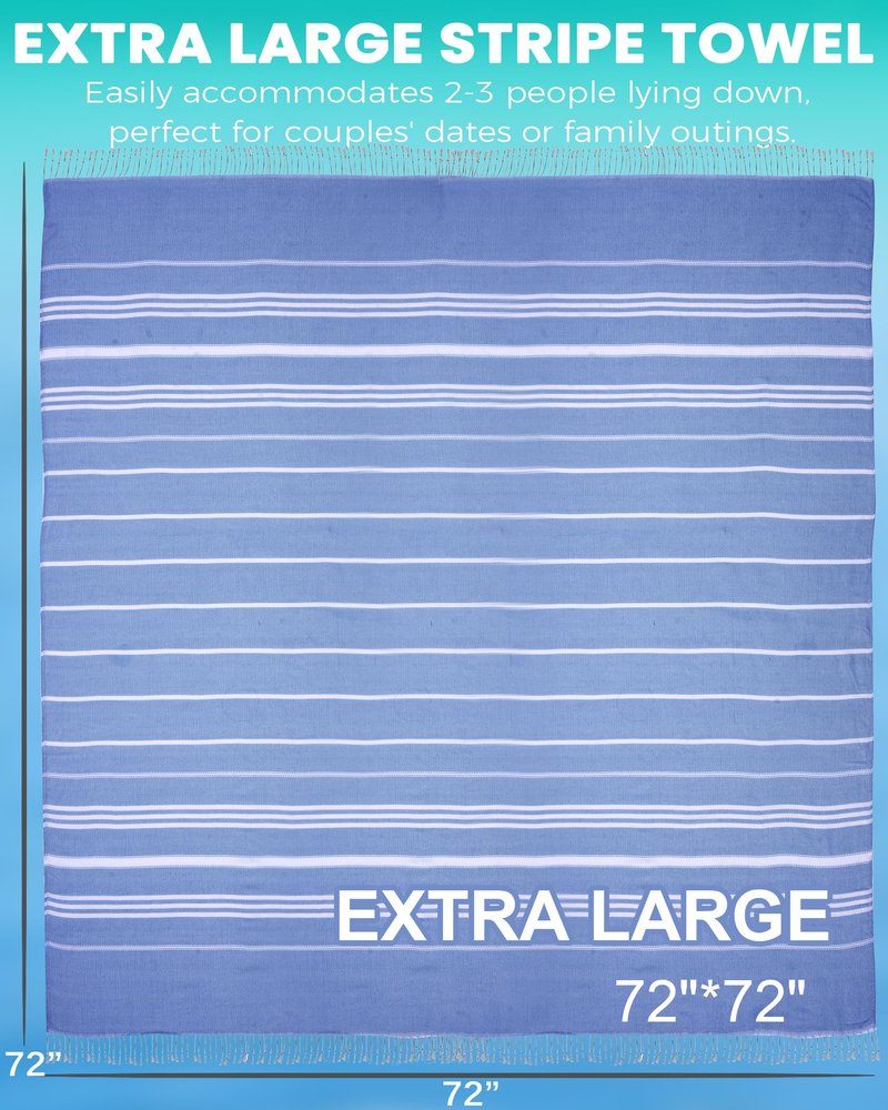 Antfuny 2 Packs Turkish Beach Towel Jumbo Extra Large XL XXL Big Oversized Giant Huge Thin Outdoor Picnic Accessories Travel Essentials for Family Camping Gears Must Haves Yard Mat Navy