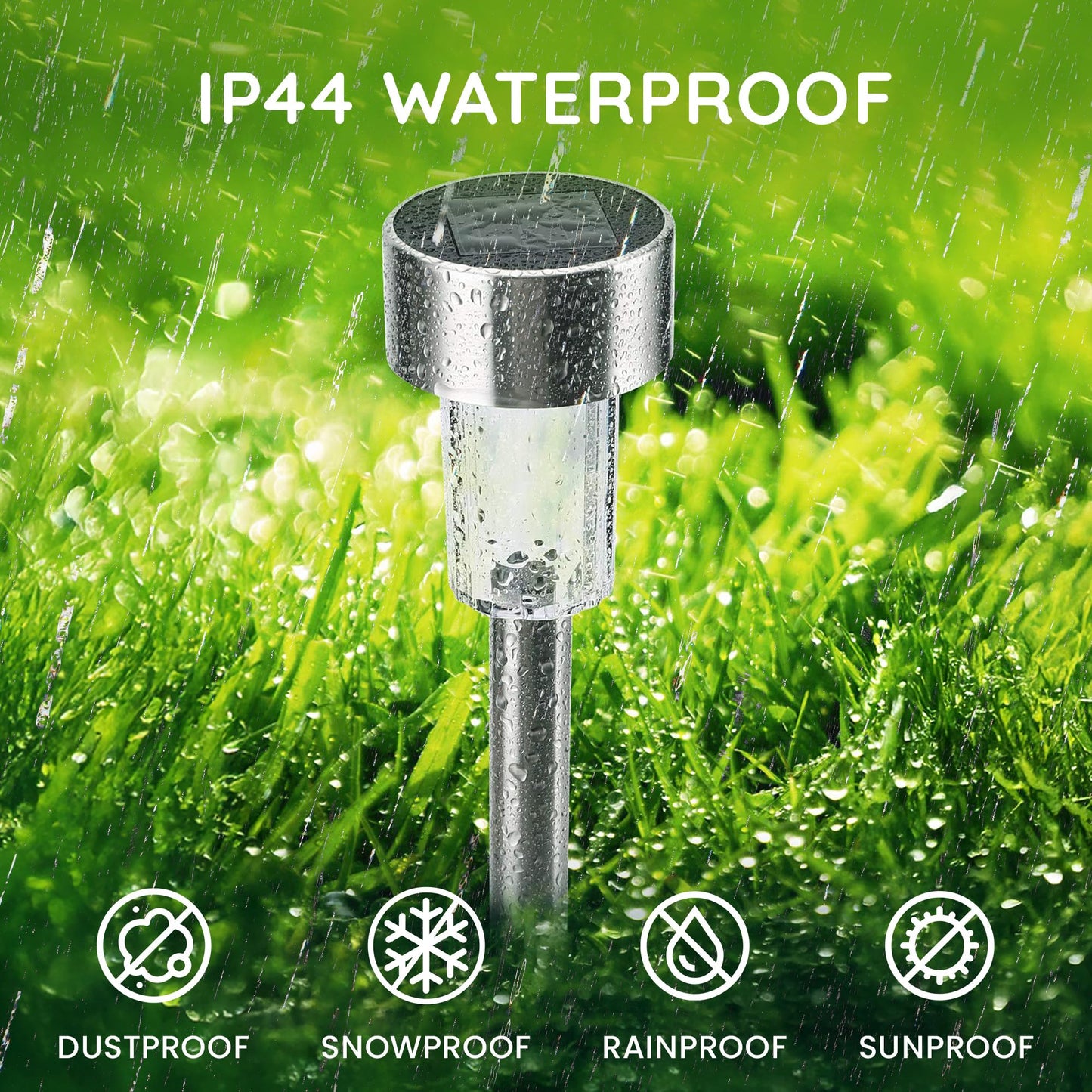 CUQOO Solar Garden Stake Lights – 10 Pack Colour-Changing LED, Weatherproof Stainless Steel Solar Lights for Outdoor Pathway Lighting – Rechargeable with Automatic Night Activation [Energy Class A+]