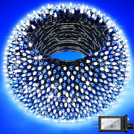 1500 LED 470FT Christmas Lights Outdoor,12 Lighting Modes Christmas String Lights with Timer, Dimmable Blue Cool White LED StringLights Waterproof for Yard Wedding Party Holiday Decor Blue&CoolWhite