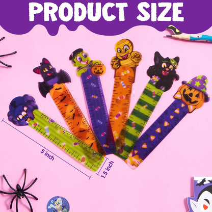 JOYIN 144 PCS Halloween Bookmark Rulers Party Favor Pack (6 Designs) with Halloween Themed Prints for Holiday Decorations, Goodies, Classroom Rewards, Goodie Bag Stuffer and Kids Trick or Treat Prizes