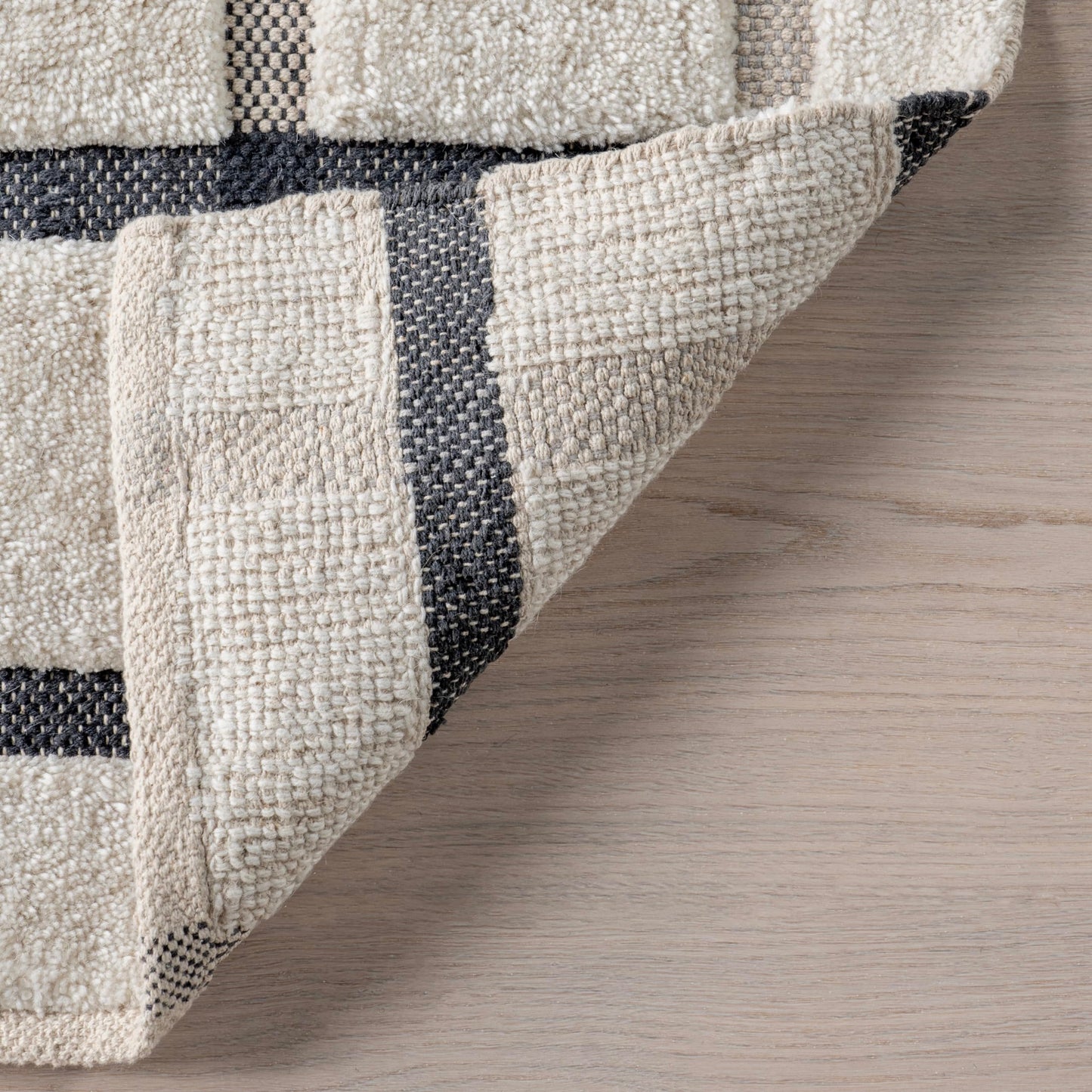 Rugs USA Rowena Checked Wool Area Rug, 6x9, Ivory