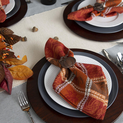 DII Traditional Harvest Wheat Jacquard Collection Thanksgiving Fall Table Décor Damask Cotton, Square Napkin Set, 20x20, Wine Red Botanical, 6 Piece