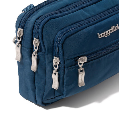 Baggallini Triple Zip Crossbody Bag for Women - Convertible Crossbody Fanny Pack Belt Bag - Lightweight Water-Resistant