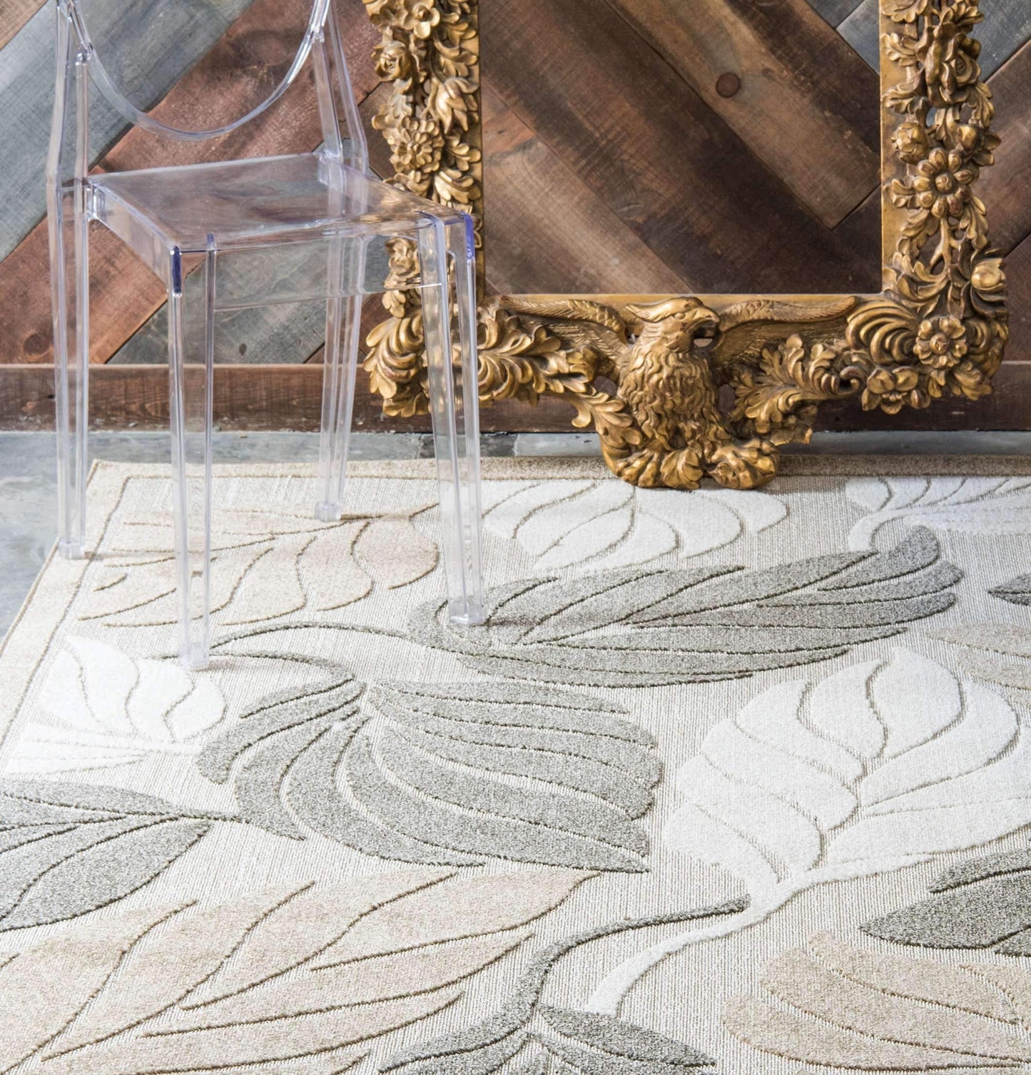 Unique Loom Outdoor Botanical Collection Area Rug - Augusta (5' 1" x 8' Rectangle, Beige/ Ivory)