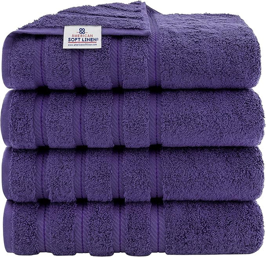 American Soft Linen Luxury 4 Piece Bath Towel Set, 600 GSM 100% Cotton Turkish
