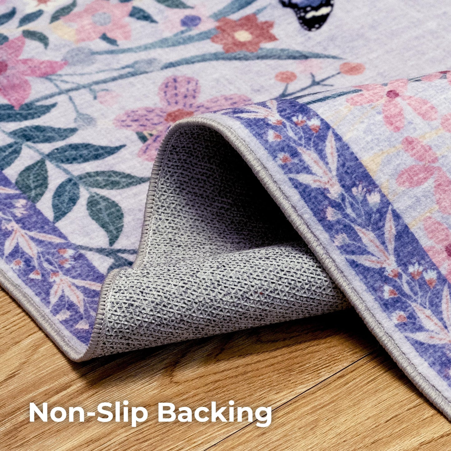 Purple 3x12 Runner Rug for Hallways Bed Side Kitchen, Boho Washable Low-Pile Floor Entryway Long Bathroom Mat, Non-Slip Laundry Room Washstand Front Carpet 36x144 Inch