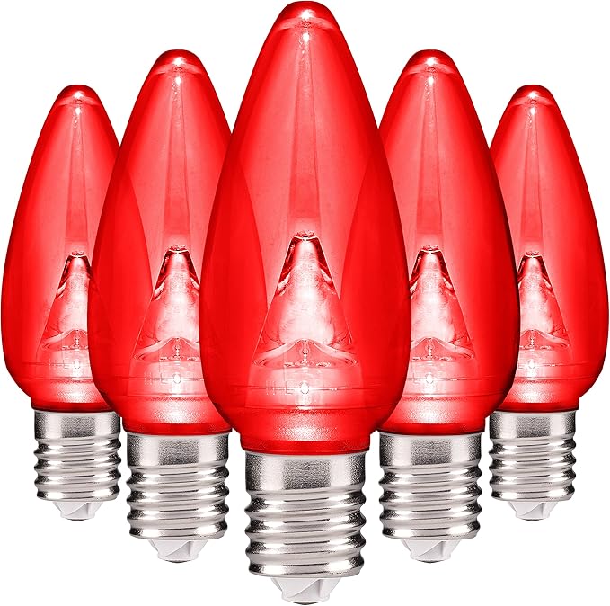 Holiday Lighting Outlet Smooth C9 Christmas Lights | Red LED Bulbs for Indoor & Outdoor Christmas Decor | Set of 25