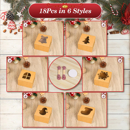 COTOPHER 18Pcs Christmas Cookie Boxes with Window, 4x4x2.5 inch Kraft Brown Bakery Boxes for Gift Giving, Mini Cake Boxes for Treat Donuts Chocolate Strawberries Pastries Muffins