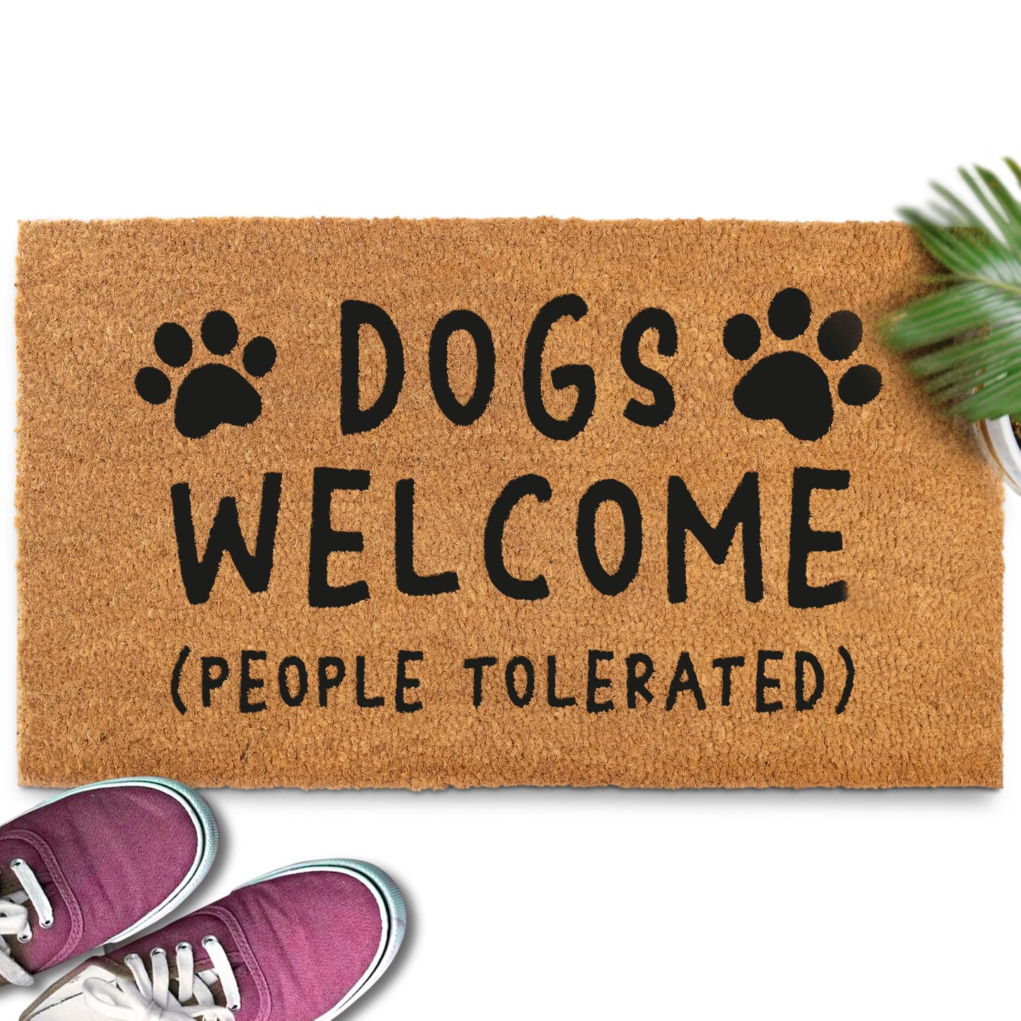 MAINEVENT Dogs Welcome People Tolerated Door Mat 30x17 Inch, Funny Dog Doormat, Mat Dog, Hope You Like Dogs Doormat, Coir Mat