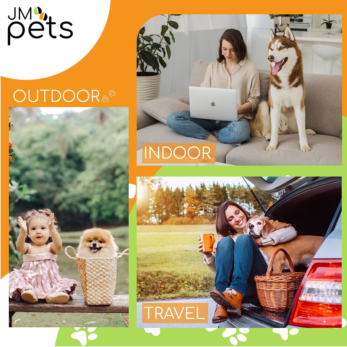 JM Female Dog Nappies - Highly Absorbent, Breathable Dog Nappy with Microfiber Pad & Waterproof Layer - Dog Period Pants Pack of 3, Washable Medium (Fit for 14"- 20" waist) Black & Brown