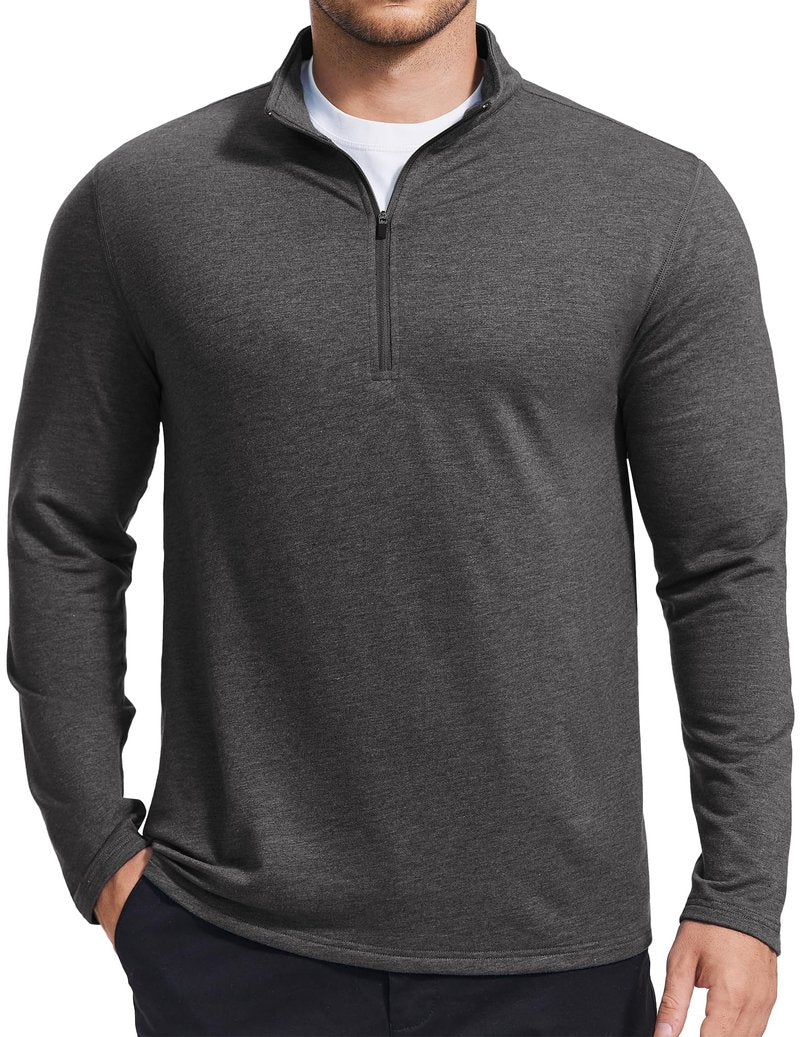 PINSPARK Men's Quarter Zip Up Lightweight Pullover Mock Neck Sweatshirts Long Sleeve Golf shirts Performance Athletic Casual