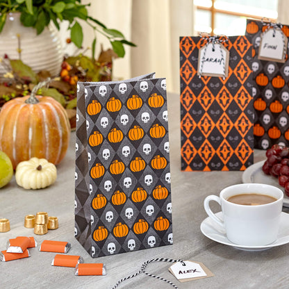 Hallmark Halloween Party Favor and Wrapped Treat Bags (30 Ct., Skulls and Pumpkins, Ghosts and Eyes) for Trick or Treating, Class Parties, Luminaries, Crafts, Día de los Muertos