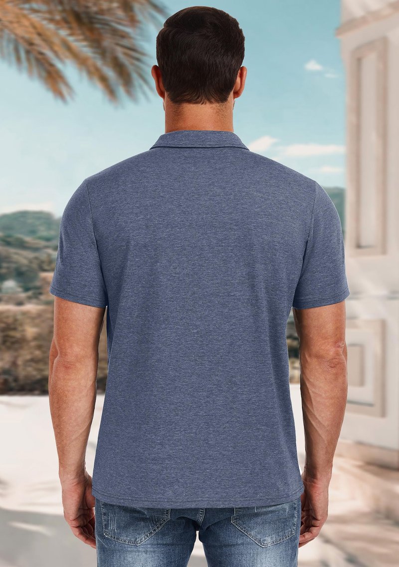 PEGENO Men's Classic Fit Cotton Polo Shirt Casual Short Sleeve Breathable Summer Shirts for Men (Navy Blue-US X-Large)