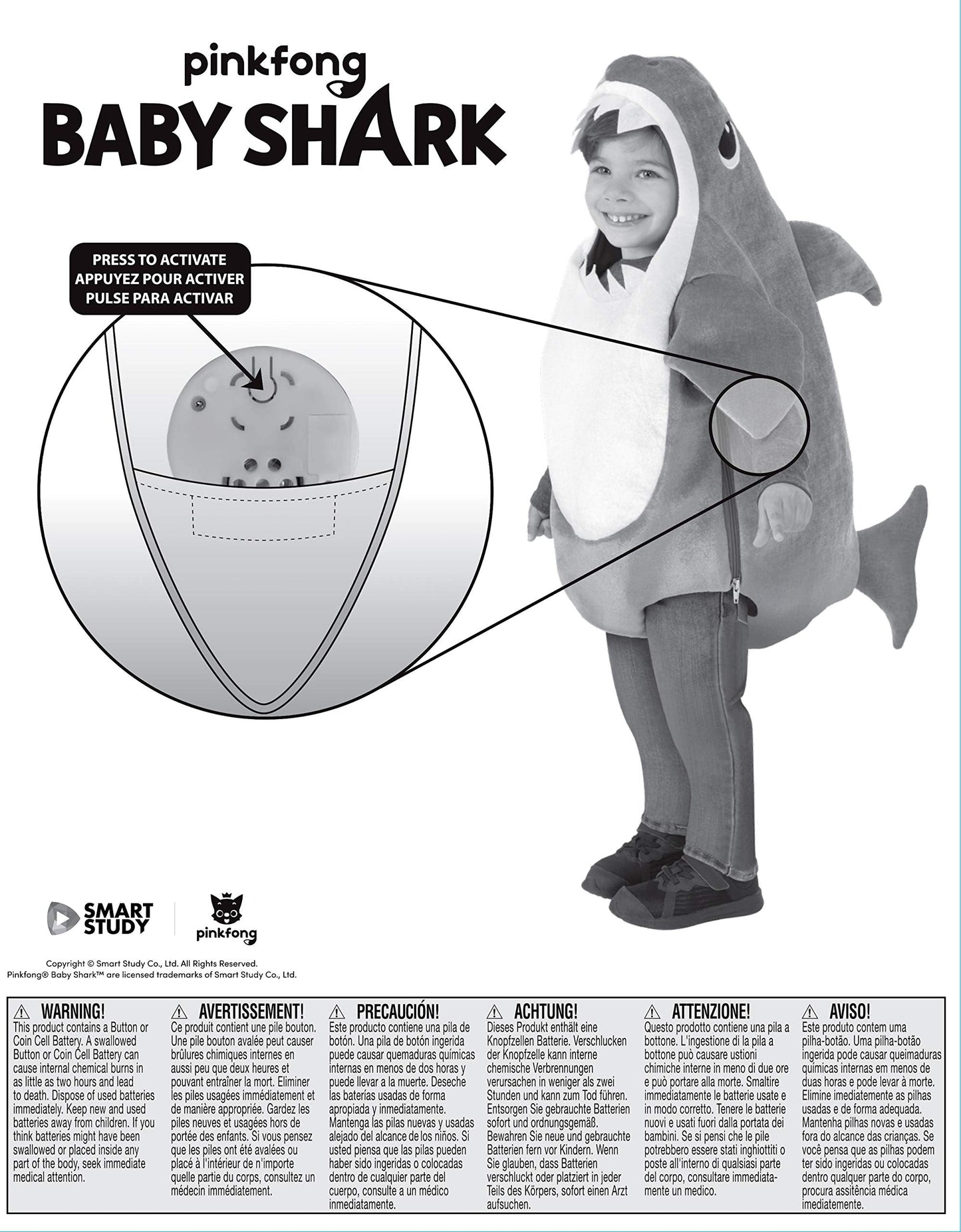 Rubies Baby Shark: Daddy Shark Costume with Sound Chip for Kids, Boy's Small
