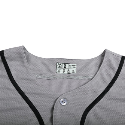 Pullonsy Men's Baseball Jersey for Adult Unisex Dad Son Sports Training Shirt Workout Gym Softball Outfits Halloween Tops,Black Stripe Grey Jersey,Size 3XL