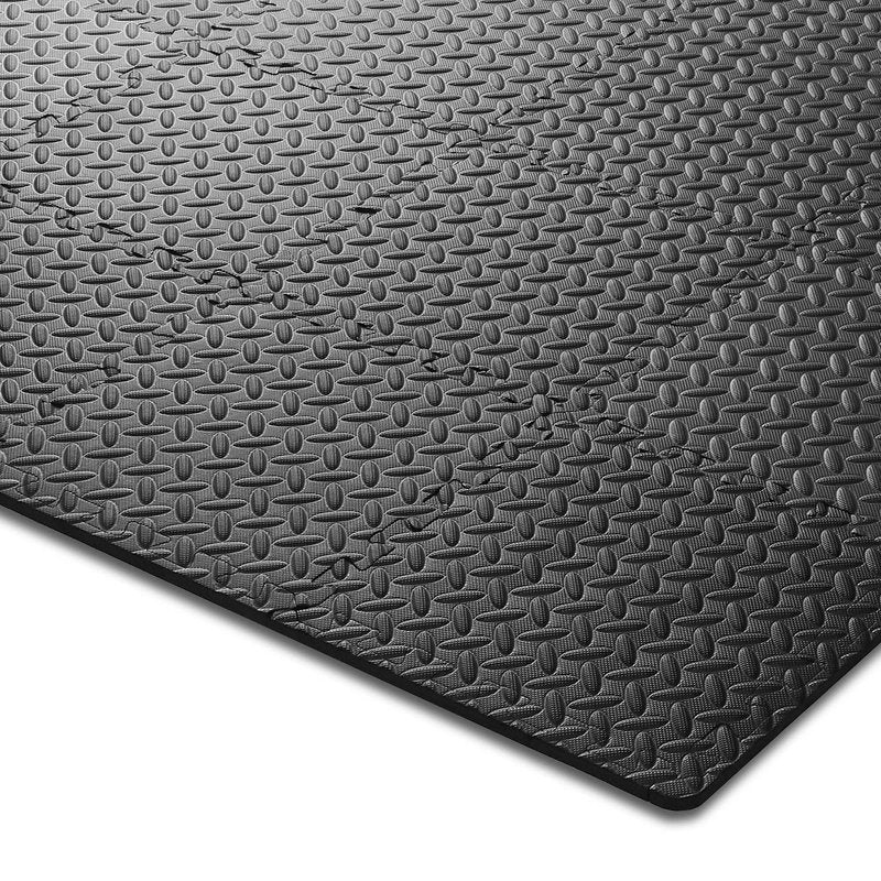 Philosophy Gym Pack of 36 Exercise Flooring Mats - 12 x 12 Inch Foam Rubber Interlocking Puzzle Floor Tiles - Black