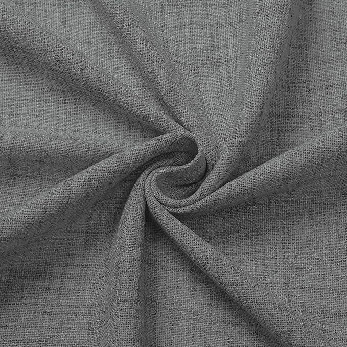 Tollpiz Short Linen Curtains Living Room Rod Pocket Semi Sheer Curtain Burlap Light Filtering Thick Linen Drapes for Bedroom, 54 x 54 inches Long, Dark Grey, Set of 2 Panels