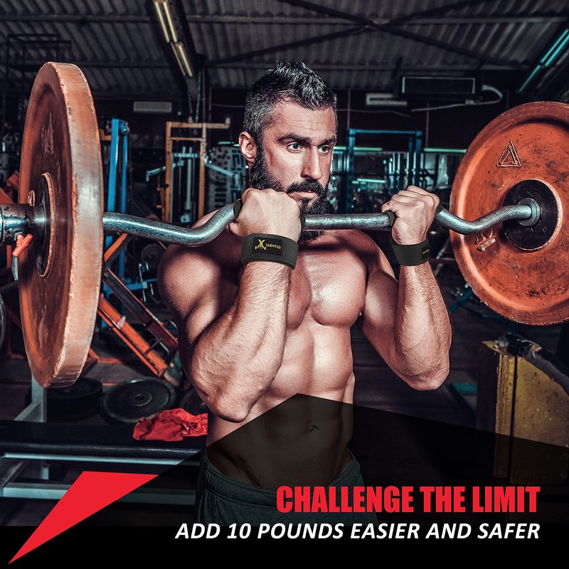 ihuan Lifting Straps for Weightlifting - Wrist Straps for Weightlifting | Gym Wrist Wraps with Extra Hand Grips Support for Strength Training | Bodybuilding | Deadlifting