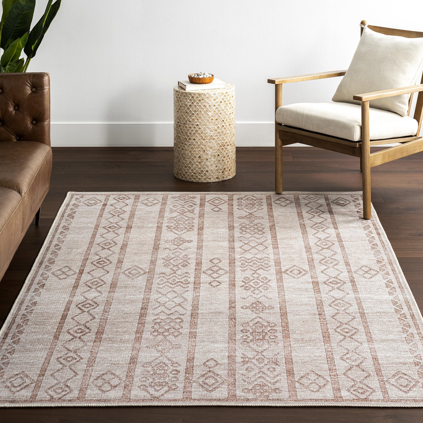 nuLOOM 5' x 8' Green Haven Collection Indoor Area Rug, Recycled Cotton, Machine Washable, Stitched Edging, Flat Woven, Silvana Taupe