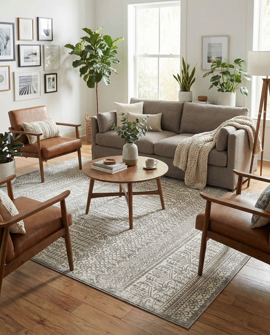 Rugs.com - Uptown Rug – 9' x 12' Gray Easy-Clean Area Rug – Textured Low Pile for Living Rooms, Dining Rooms, and Farmhouse Decor