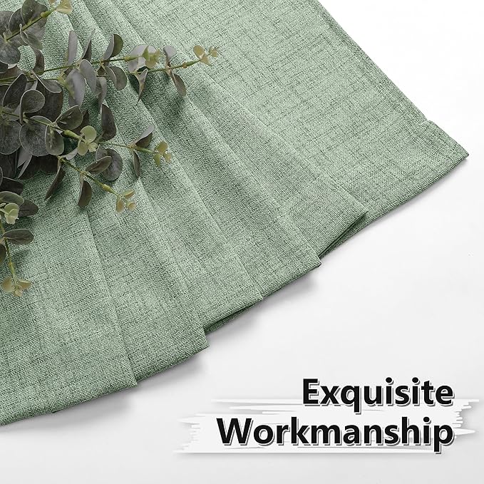 Tollpiz Linen Curtain Bedroom Rod Pocket Semi Sheer Curtains Burlap Light Filtering Thick Linen Drape for Living Room, 38 x 84 inches Long, Sage Green, Set of 2 Panels