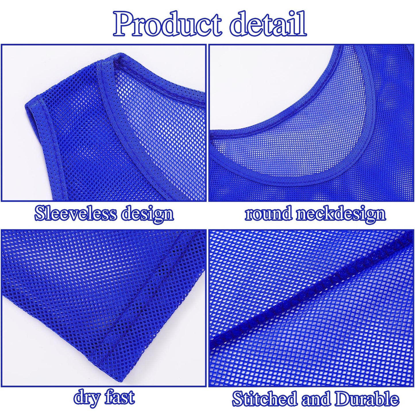 Sintege 12 Pcs Soccer Pinnies Pennies Jersey Scrimmage Vest Sports Practice Jersey Mesh Basketball Vest for Youth Adult Kids(Small,Dark Blue)