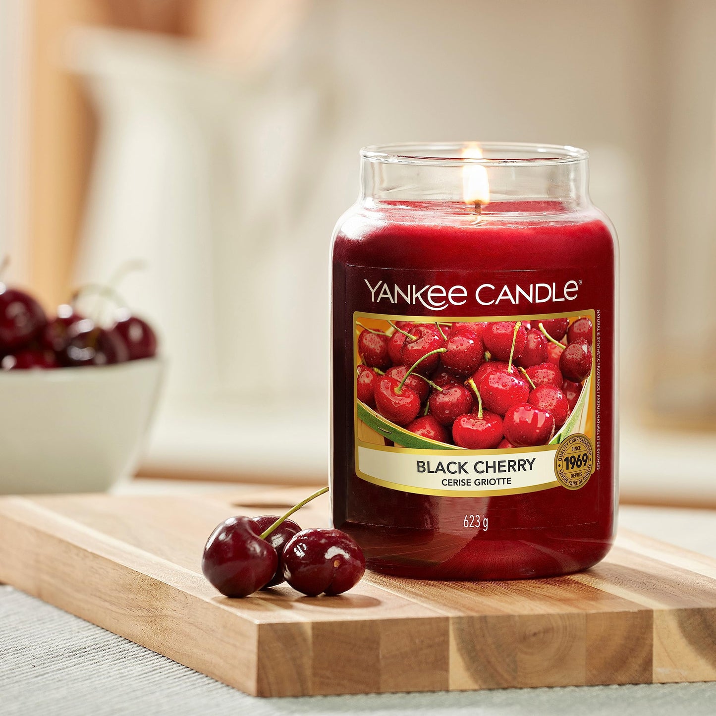 Yankee Candle Scented Candle | Black Cherry Large Jar | Long Burning Candles: up to 150 Hours | Perfect Gifts for Women