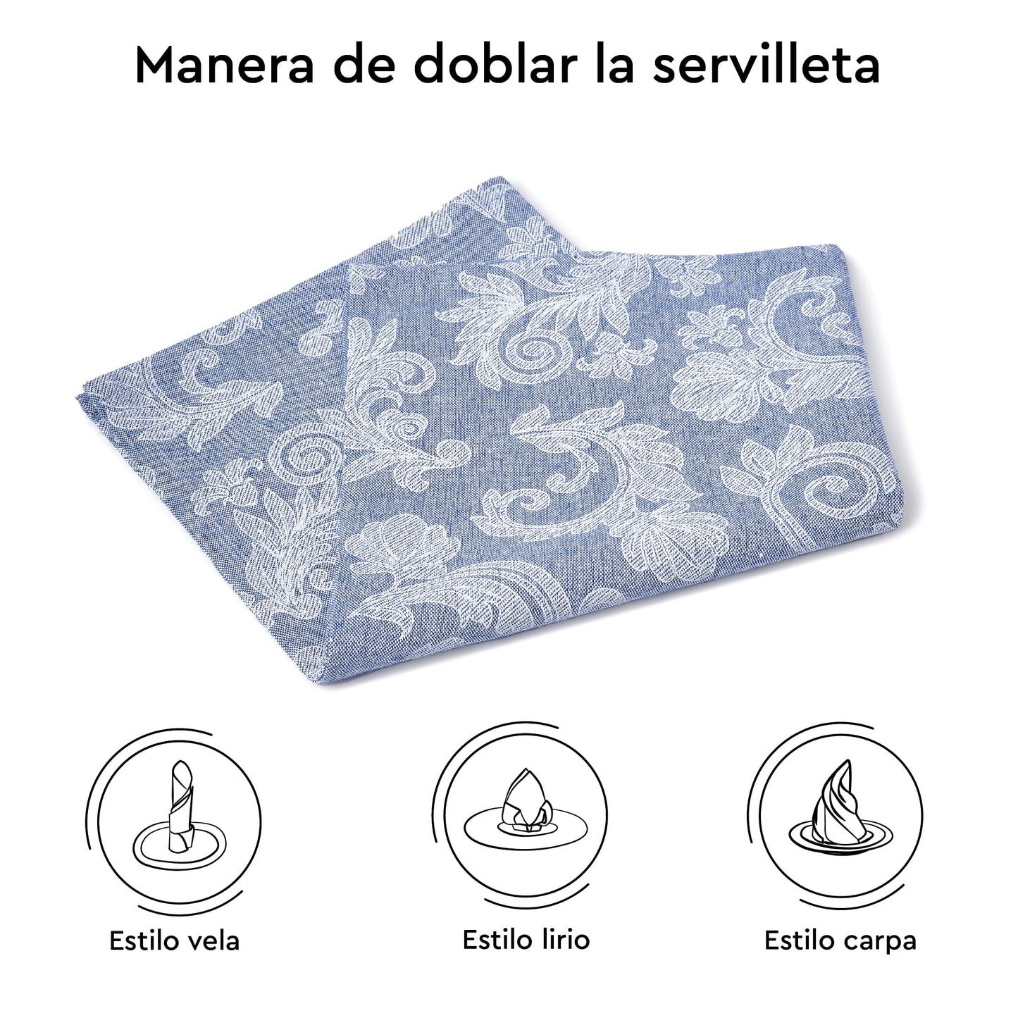 Encasa XO Blue Cloth Napkins Set of 12, 18x18 in | Floral Jacquard Homespun Cotton Dinner Napkins | Washable & Reusable Wedding Napkins for Holiday Dining, Parties, & Everyday Table Décor