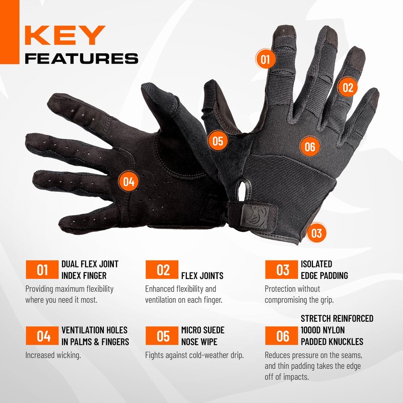 PIG FDT Alpha Full Dexterity Gloves for Shooting Sports, Touchscreen Compatible, Breathable, 1 Pair, Black, 2X-Large
