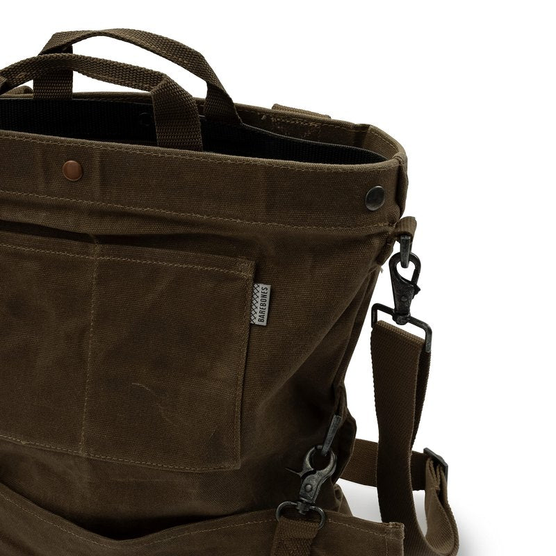 Barebones Harvesting and Gathering Bag - Foraging, Harvest and Fruit Picking Bag with Convertible Straps - Water-Resistant Waxed Canvas Gardening Tool Bag (Dark Khaki)