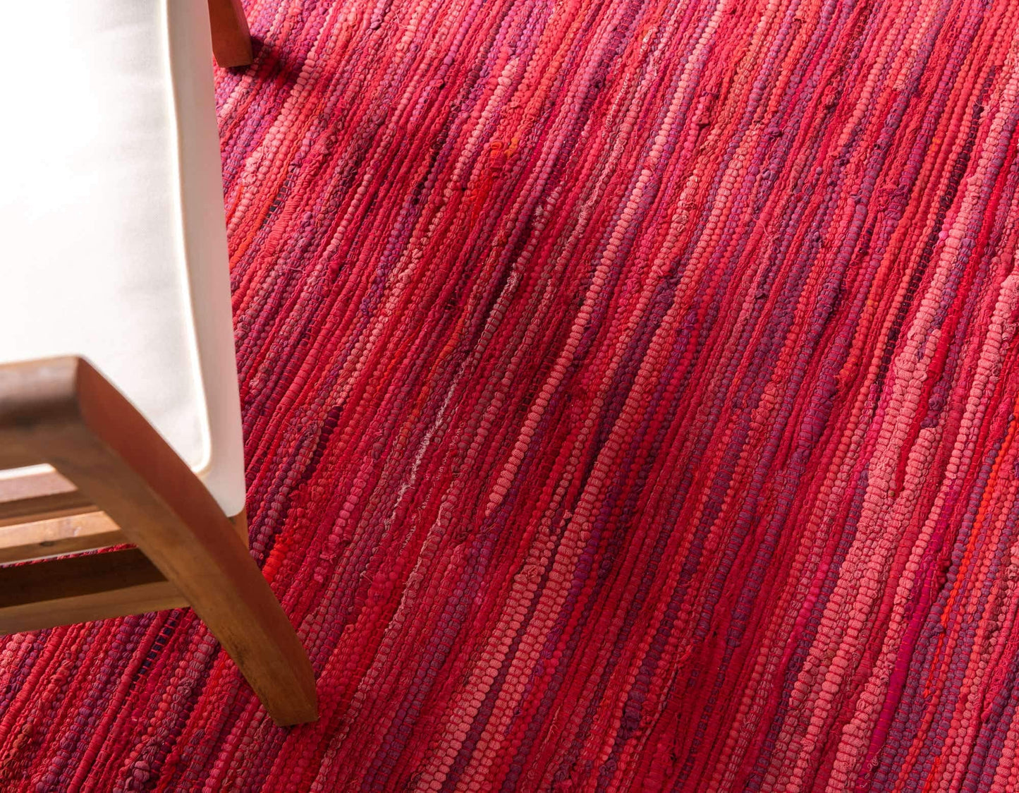 Unique Loom Chindi Cotton Collection Soft Hand Woven Natural Fiber Striped Area Rug, 8 ft x 10 ft, Red/Purple