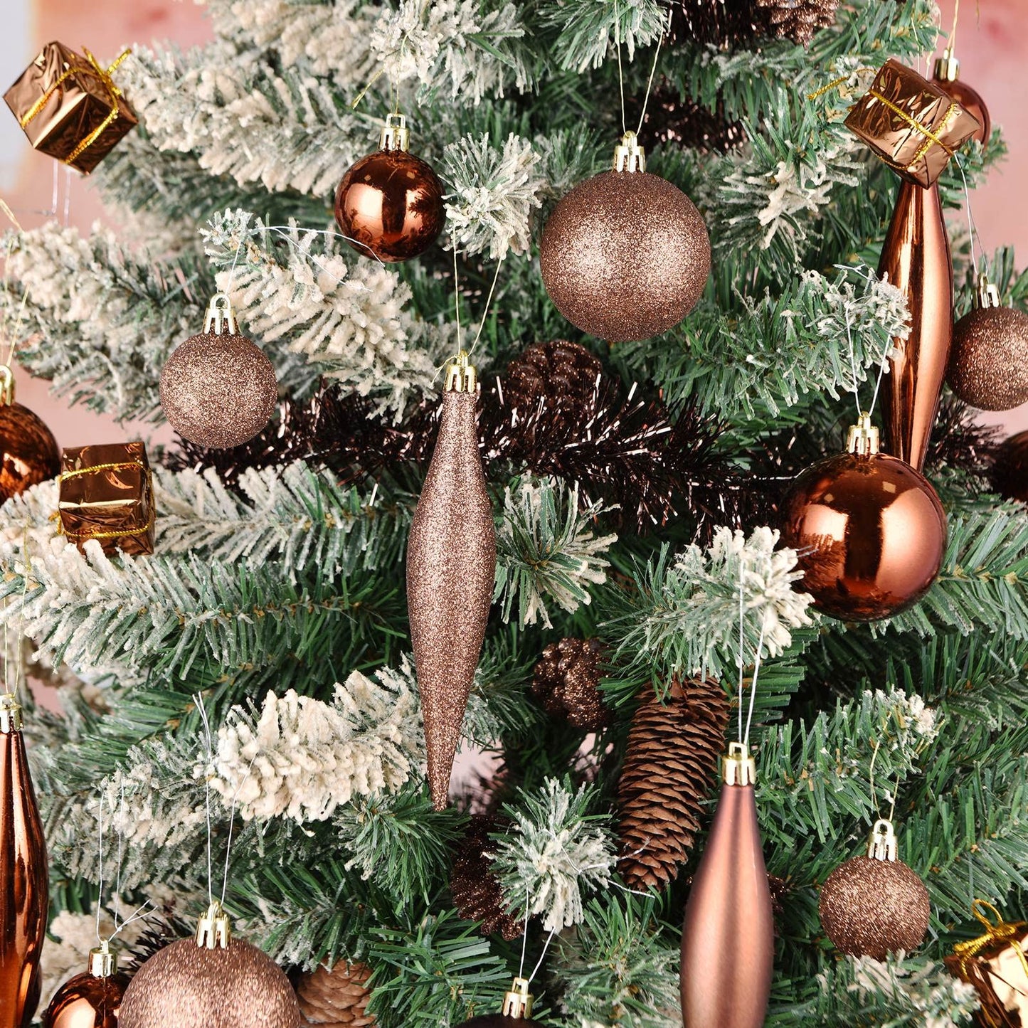 30ct Christmas Ball Ornaments, 2.36" Shatterproof Tree Decorations, Perfect Hanging Ball for Indoor/Outdoor Holiday Christmas Party Decor (Brown)