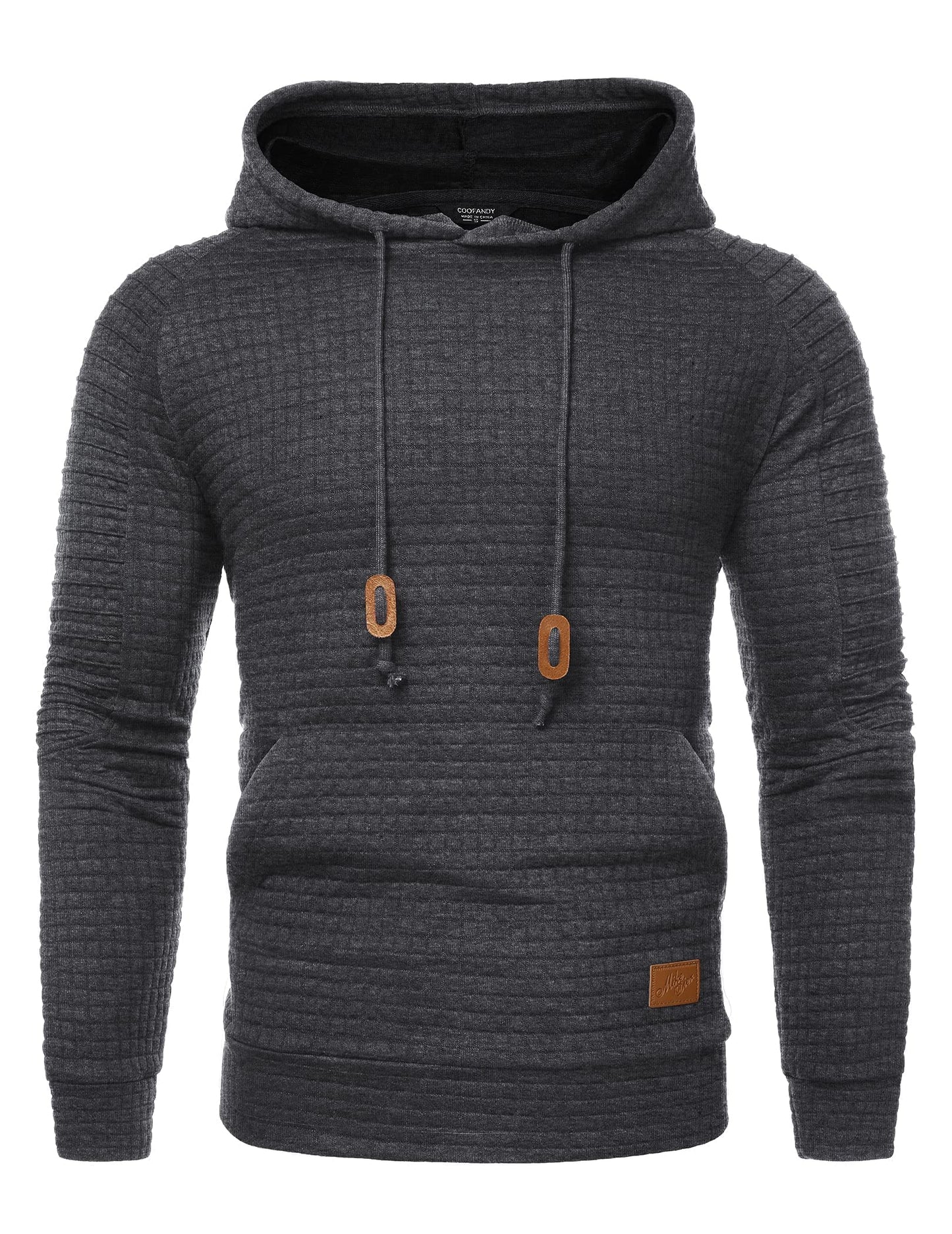 COOFANDY Mens Winter Sweatshirt Slim Fit Long Sleeve Knit Drawstring Hoodies for Men with Kanga Pocket, Dark Grey, 3X-Large