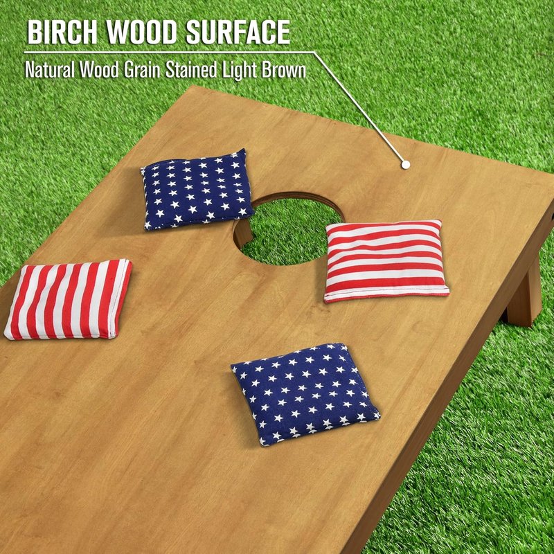 GoSports 4 ft x 2 ft Wooden Cornhole Boards Set - Light Brown Finish | Includes Carrying Case