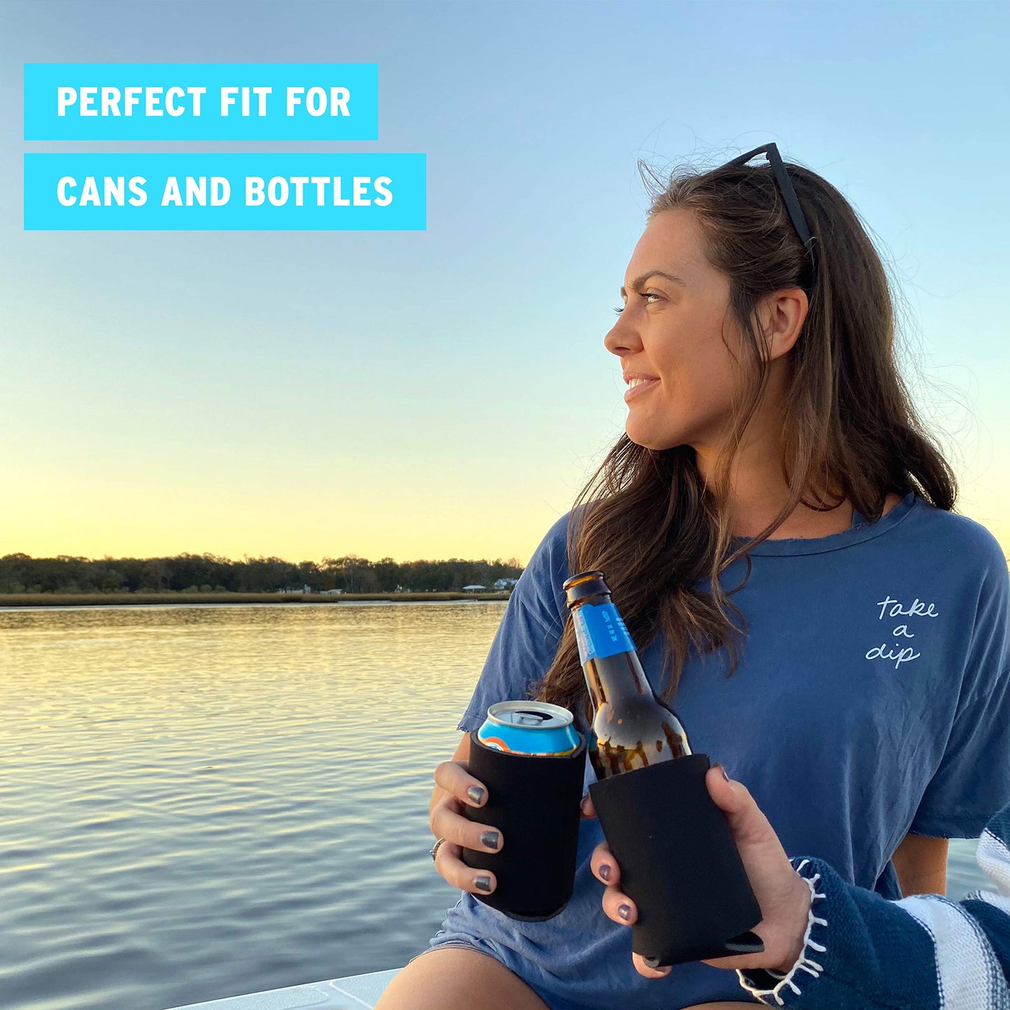 Blank Beer Can Coolers Sleeves (14-Pack) Soft Insulated Beer Can Cooler Sleeves - HTV Friendly Plain Black Can Sleeves for Soda, Beer & Water Bottles - Blanks for Vinyl Projects Wedding Favors & Gifts