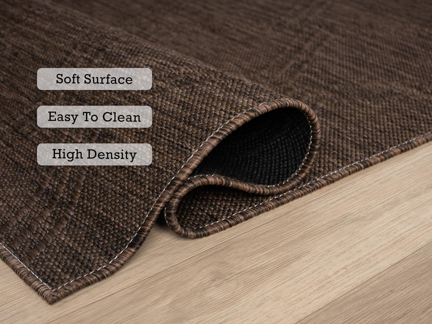 RUGGERRUGS Darla Textured Foldable Indoor Outdoor Rug, 8x10, Weather Resistant, Easy Clean, UV Resistant, Lightweight Contemporary Geometric Patio Carpet for Porch, Deck, Living Room (8'x10', Brown)