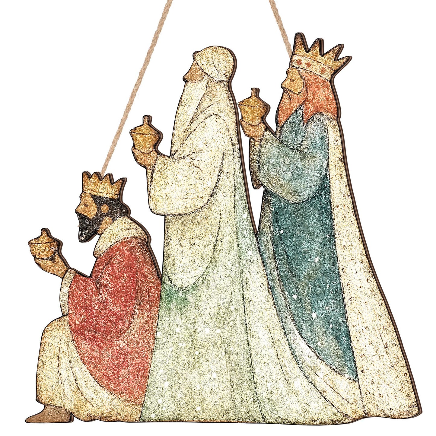 Anglechic Christmas Nativity Scene Door Sign Three Wise Men Wooden Front Door Signs Reyes Magos Hanger Wreath for Holiday Porch Wall Window Fireplace Indoor Home Christmas Decor