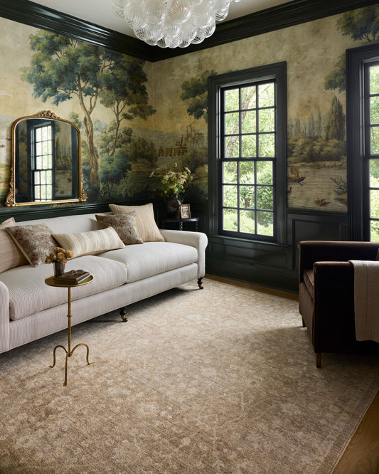 Loloi Chris Loves Julia Palma Collection PLM-01 Bark/Natural 5'-3" x 7'-6" Area Rug Vintage Style Boho Living Room Bedroom Carpet