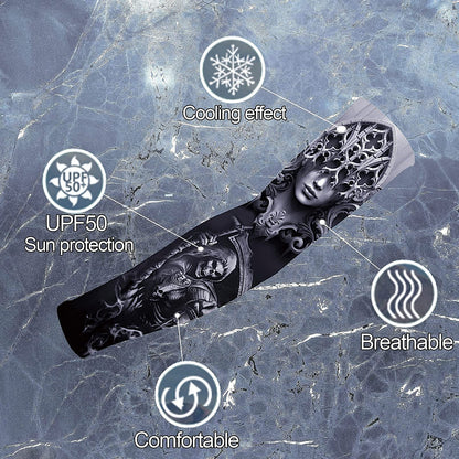 Aresvns Tattoo sleeves cover for men and women, Arm Sleeves UV Sun Protection,Cooling Arm Sleeves for Basketball Golf Baseball Football Hiking Cycling,Halloween makeup tattoo sleeve