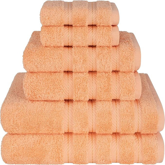 American Soft Linen Luxury 6 Piece Towel Set, 2 Bath Towels 2 Hand Towel 2