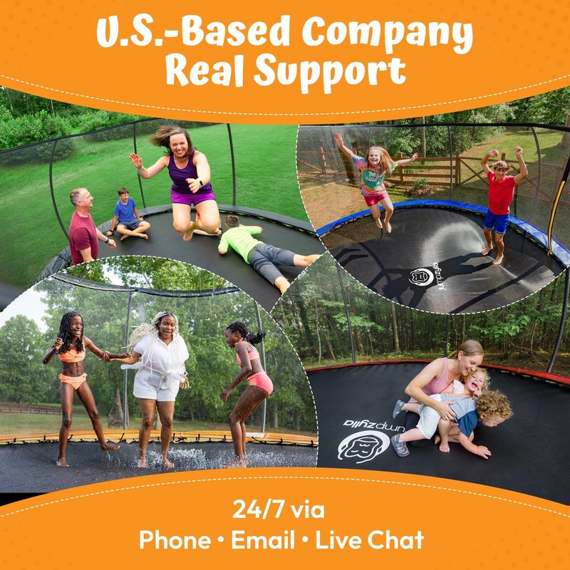 JUMPZYLLA Trampoline Outdoor 8FT 10FT 12FT 14FT 15FT 16FT with Enclosure and Ladder, ASTM Approved Recreational Trampoline for Kids and Adults, Anti-Rust Coated Frame (Pink, 8FT)