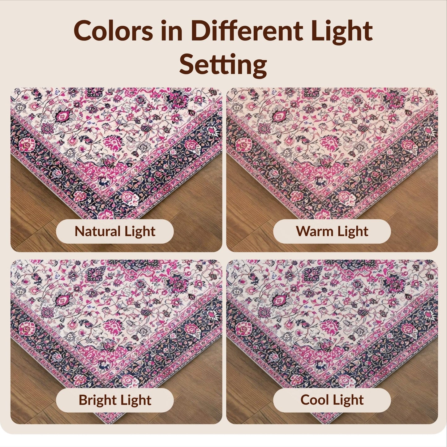 Design&I 4'x6' Black and Pink Faded Scroll Centerpiece Washable Area Rug