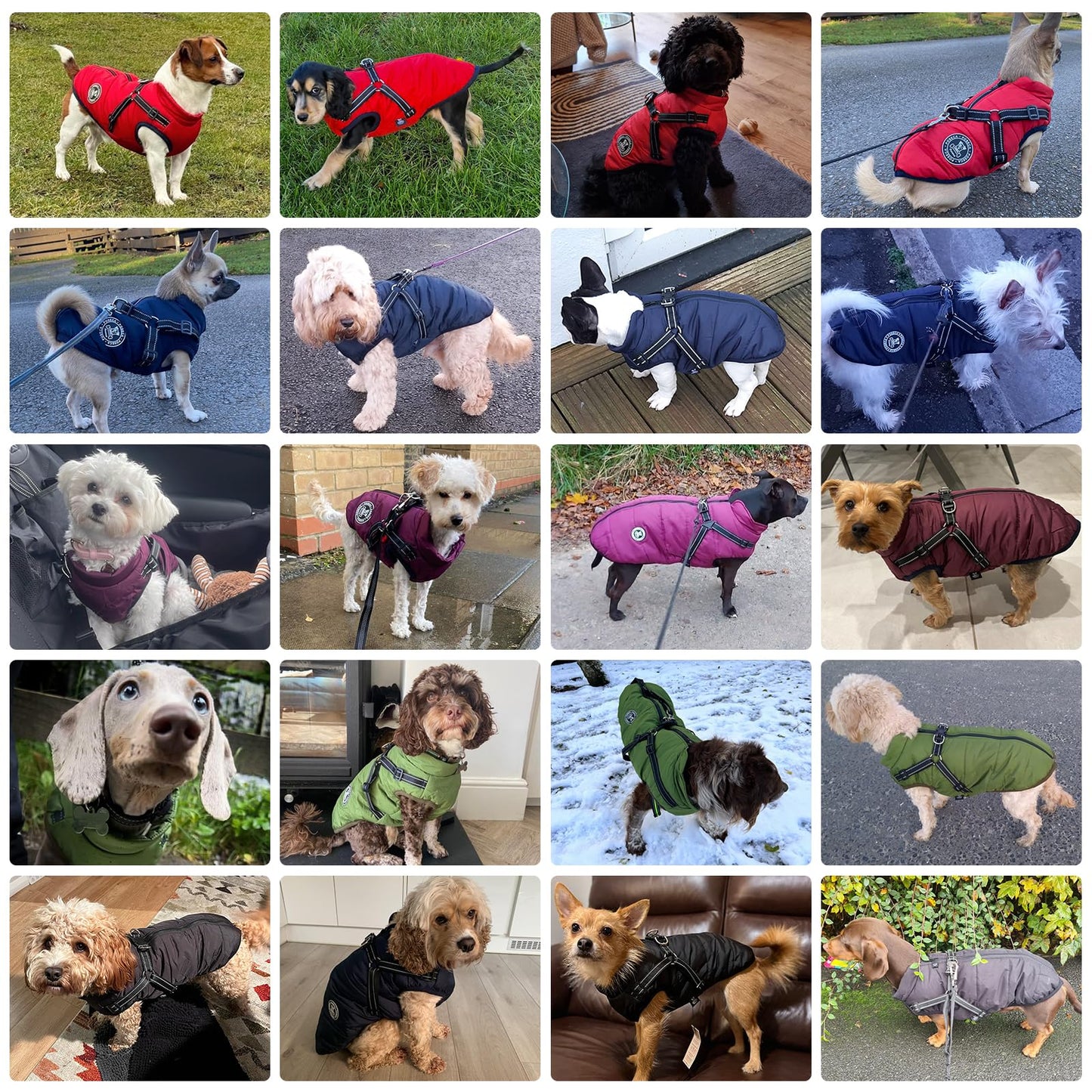 Poseca Dog Coat with Harness,Dog Coats Waterproof,Small Dog Harness Jacket,Puppy Winter Fleece Jackets,Winter Waterproof Coat with Reflective Harness and Zipper for Small Medium Large Dogs