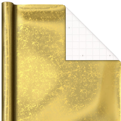 Hallmark Christmas Wrapping Paper Rolls, Metallic Foil Holiday Gift Wrap (Pack of 3: 60 sq. ft. ttl) Elegant Navy Blue and Gold for Christmas, Hanukkah, Weddings, Graduations