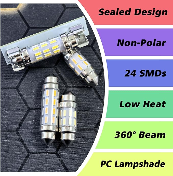 41mm/1.6" 214-2 RV Refrigerator Light Bulb DC 12V Super White Replacement LED Festoon Bulbs for Trailer Camper Motorhome Concession Stands Food Trucks RV Fridge Refrigerator Interior Light Bulb,2 Pack